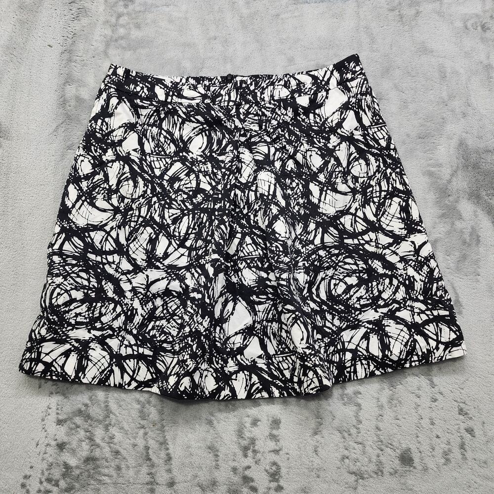 Valerie Bertinelli Skirtโ Womens 10 Black White Swirls Mini A-Line Preppy Office